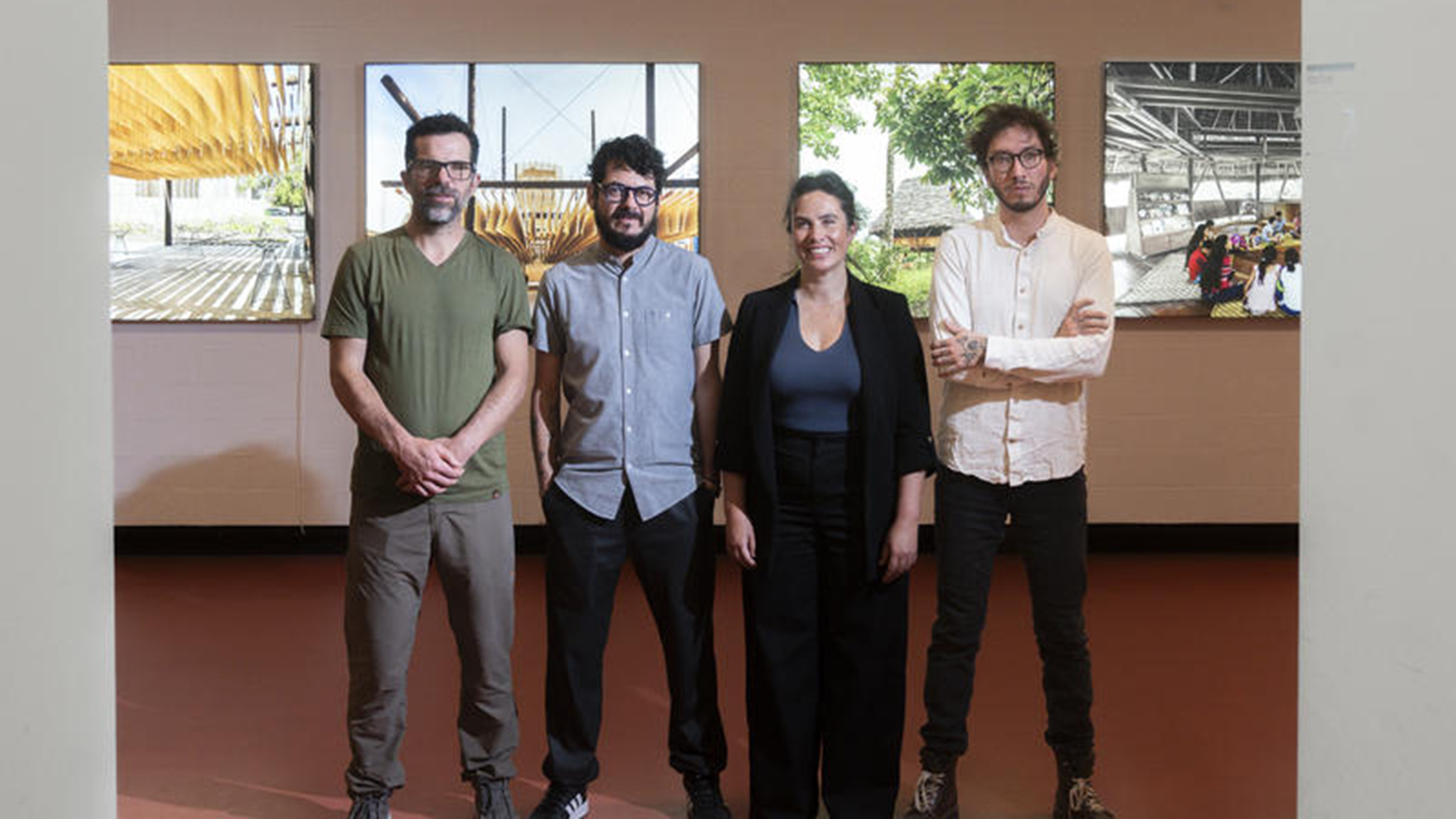 Esteban Benavides, David Barragán, Maríaluisa Borja e Pascual Gangotena, founders of studio Al Borde, winner of BancaStato Swiss Architectural Award 2024, Teatro dell'architettura Mendrisio-USI © Ti-Press / Samuel Golay