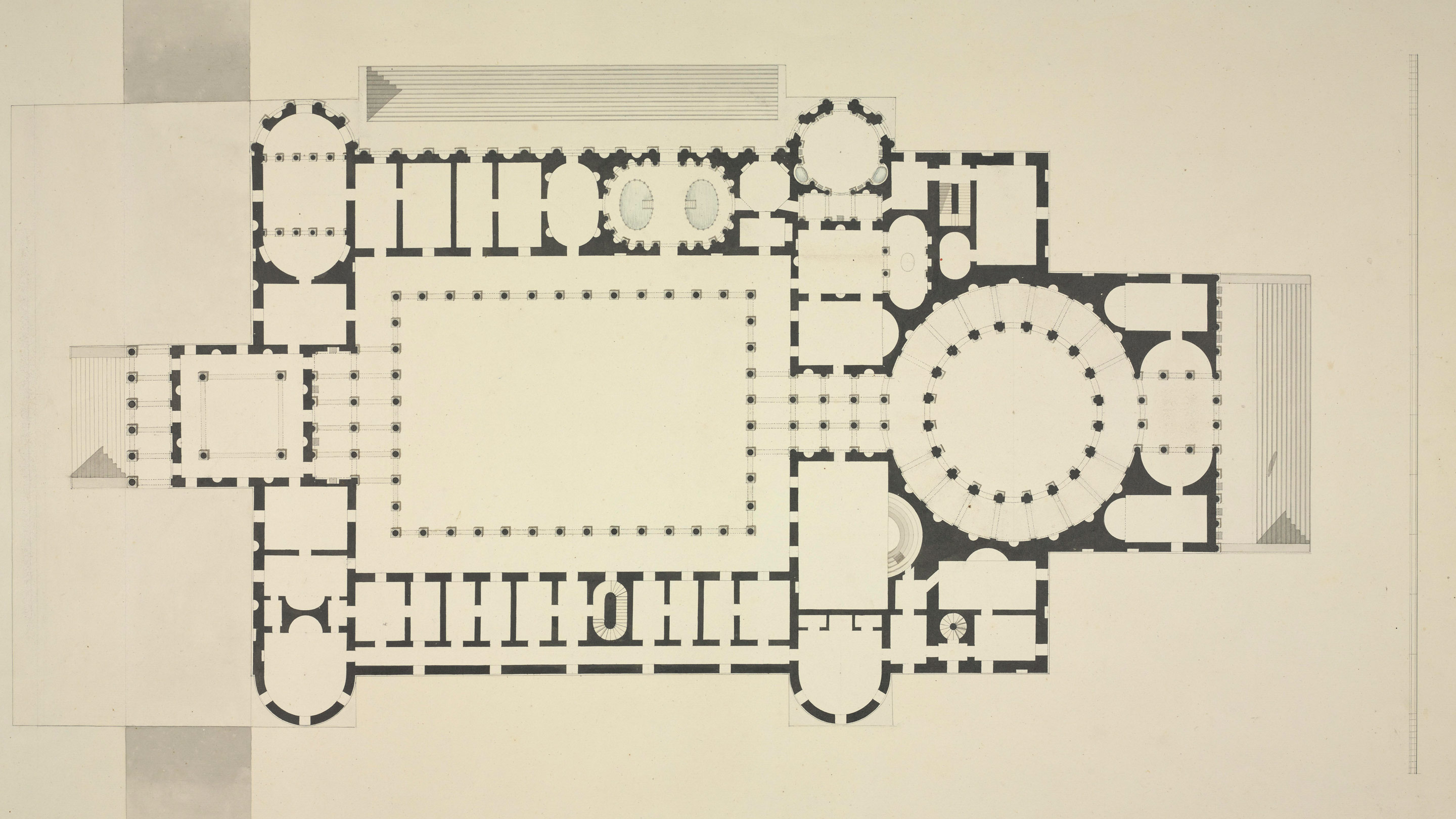 Vincenzo Brenna (1741-1820) Floor Plan of the Villa Laurentina, project drawing, 1777-78