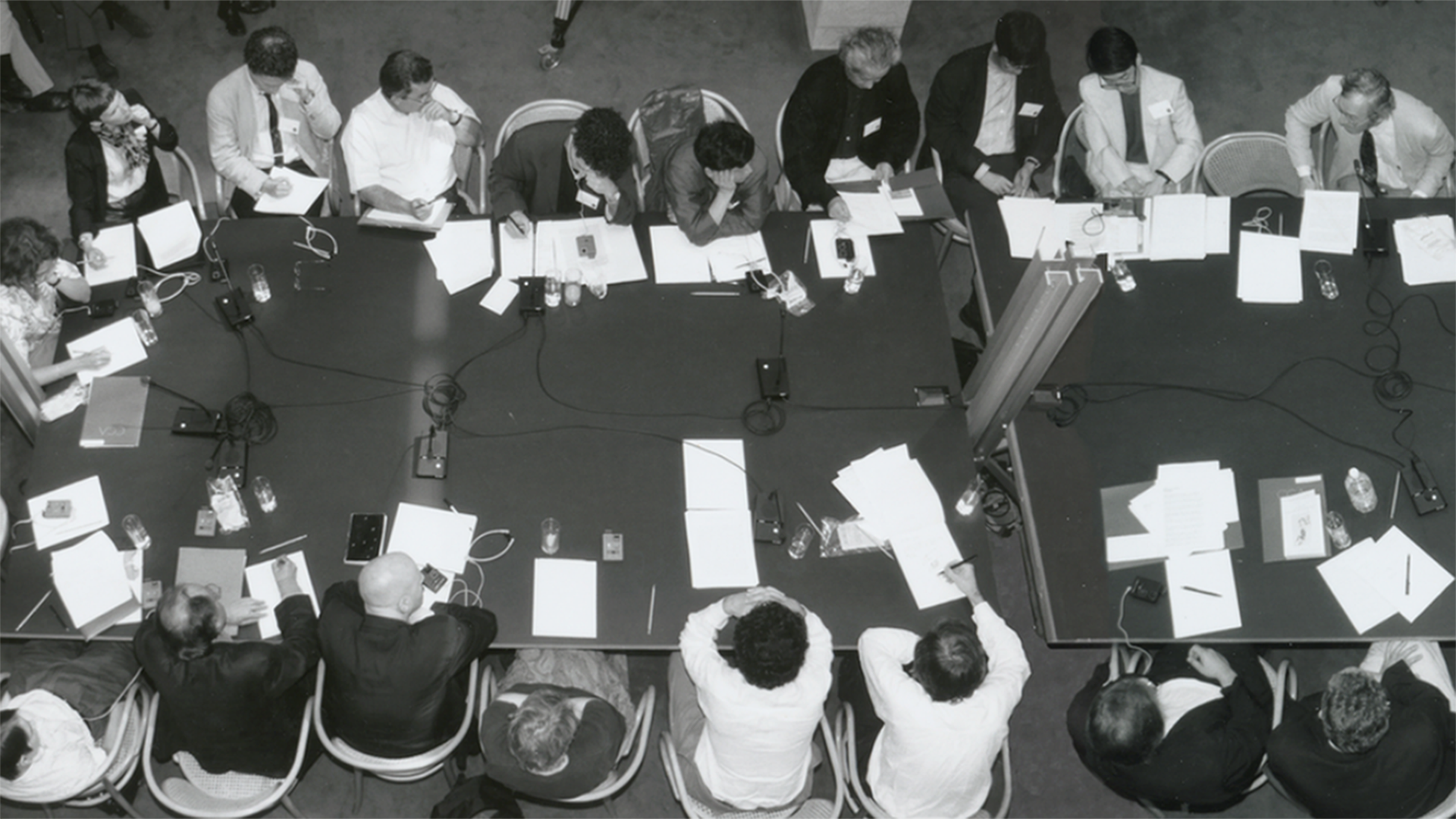 View of session during the 1994 Anyplace conference in Montréal - Photo Michel Boulet @ Anyone Corporation Fund, Canadian Centre for Architecture, Montréal