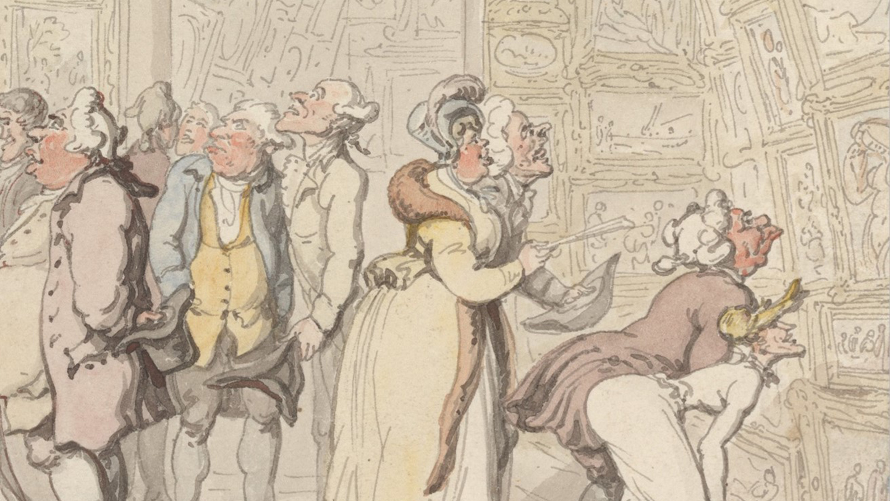 Thomas Rowlandson, Viewing at the Royal Academy, c.1815. Yale Center for British Art, Paul Mellon Collection. The Bridgeman Art Library (part.)