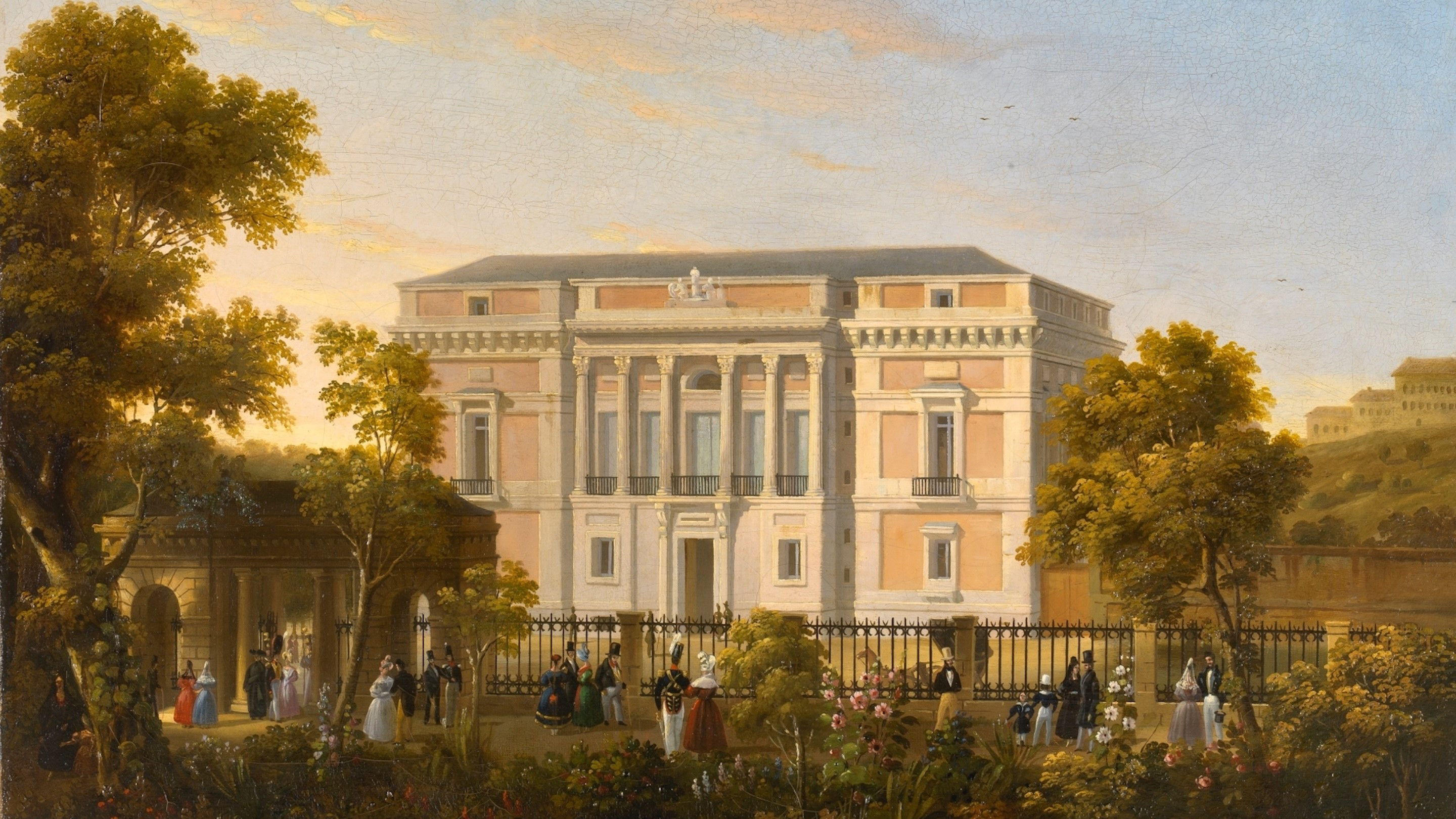 Avrial y Flores, José María, View of the south Façade of the Museo del Prado from inside the Botanical Gardens, Madrid, ca.1835